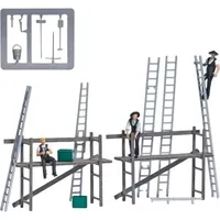 BUSCH H0 Action Set Zimmermänner mit Gerüst Bausatz