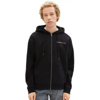 Tom Tailor Denim Herren Zip Hoodie Kapuzenpullover FULLZIP Regular Fit Schwarz 29999 M