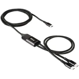 Club 3D USB-Typ-C Y-Ladekabel auf 2x USB-Typ-C max. 100W 1,8m St./St.
