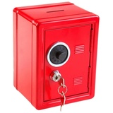IDENA Spardose Spartresor mit Zahlenschloss & Schlüsselschloss, Rot aus Metall Spardose rot