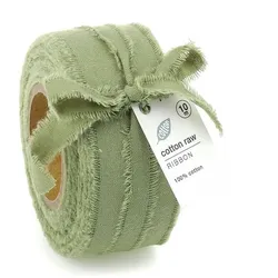 Baumwoll-Band "Cotton raw" 40mm/10 Meter grün