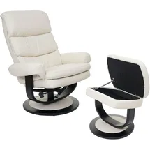 Mendler Relaxsessel HWC-C16, Fernsehsessel TV-Sessel Hocker mit Staufach, MVG-zertifiziert ~ Kunstleder creme