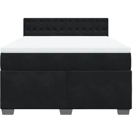 vidaXL Boxspringbett mit Matratze Schwarz 160x200 cm Samt