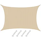 AMANKA Sonnensegel 4x6 HDPE Rechteckig Sonnenschutz Überdachung Garten Balkon Beige