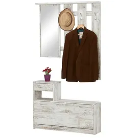 Stella Trading Vera Garderobe mit Spiegel Eiche Antik Nachbildung - Kompaktgarderobe, Dielenschrank, Flurschrank - 100 x 190 x 26 cm (B/H/T)