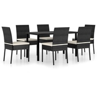 vidaXL 7-tlg. Garten-Essgruppe Poly Rattan Schwarz