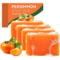 Kaori Persimmon Soap, Kernseife Natur mit Kaki-Extrakt, Kaki Seife für Tiefenreinigung und Entfernung Körpergeruch, Desodorierende Und Feuchtigkeitsspendende Feste Seife für Gesicht und Körper (4PC)