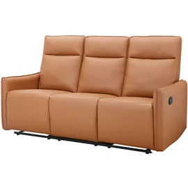 dorel home 3-Sitzer DOREL HOME "Lugo, Kinosofa mit Reclinerfunktion in Kunstleder und Webstoff", braun (cognac), B:180cm H:102cm T:86cm, Sofas, mit manueller Relaxfunktion in 2 Sitzen