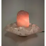 Zimmerbrunnen Clivia Rosenquarz mit Beleuchtung (Schalenfarbe: Rosa)