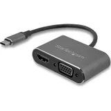 Startech StarTech.com USB-C auf VGA und HDMI Adapter - USB-C Multiport Adapter - 4K 30Hz - Space Grey - integr. Kabel -