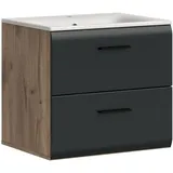 xonox.home Waschtisch mit Waschbecken Ice Nox Oak Nachbildung schwarz matt B/H/T: ca. 60x55x46 cm – Schwarz
