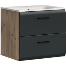 xonox.home Waschtisch mit Waschbecken Ice Nox Oak Nachbildung schwarz matt B/H/T: ca. 60x55x46 cm – Schwarz