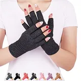 DISUPPO Arthritis Handschuhe Rheumatische Arthritis für Schmerzlinderung, Gaming Tippen, Fingerlose Handschuhe für Männer und Frauen (Schwarz, L)