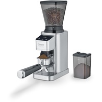CASO BaristaChef Inox - elektrische Kaffeemühle, langlebiges Edelstahl-Kegelmahlwerk, mit Siebträgerhalterung, 48 präzise Mahlgradstufen, aromaschonende 450 U/min, individuelle Dosierung