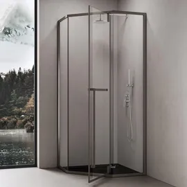 doporro Fünfeckdusche Duschkabine 100x100x200cm Duschabtrennung ESG-Sicherheitsglas Klarglas inkl. Nano-beschichtung Rahmenkonstruktion aus Edelstahl Ravenna68k