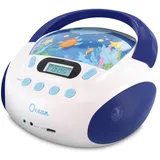 MOOOV 477170 CD-Player für Kinder, Ozean, mit USB-/AUX-IN-Port blau/weiß