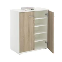 CARO-Möbel Schuhschrank LENNIS 2 Türen in weiß/Sonoma Eiche