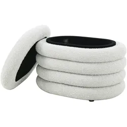 SVITA BLOSSOM Hocker mit Stauraum Sitzhocker Ottomane Boucle-Polster Weiß