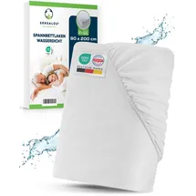 Sensalou Spannbettlaken wasserdicht 90 x 200 cm weiß
