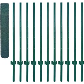 vidaXL Maschendrahtzaun mit Pfosten 25 x 1 m Grün/Stahl