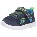 Skechers Comfy Flex Mini Trainer Sneaker, Navy Textile & Synthetic/Blue & Lime Trim, 22 EU - 22 EU