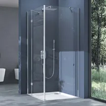 doporro Eck-Duschkabine mit Drehtür rechts 90 x 90 cm transparent ESG-Sicherheitsglas D05K
