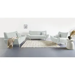 Polstergarnitur HOME AFFAIRE "Basta", silber, H:80cm T:82cm, Sitzmöbel-Sets, Komfortable Wellenunterfederung