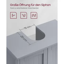 VASAGLE Waschbeckenunterschrank 2 Türen 30 x 60 x 60 cm Grau