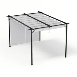 Blumfeldt Pantheon Robust Pergola 3x4m wetterbeständig Stahl pulverbeschichtet seitliche Rollläden Beige
