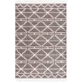 Carpet City Hochflor-Teppich CARPET CITY "Pulpy 530" Gr. 3, grau, B:160cm H:30mm L:230cm, Kunstfaser, Teppiche, Fransenteppich, besonders weich, mit Fransen, Geo-Muster