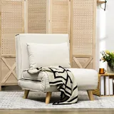 Homcom Schlafsessel mit Bettfunktion Polyester 72 x 79 x 78 cm Creme mit Kissen