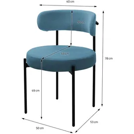 ML-Design Esszimmerstühle 2Er Set aus Teddystoff Blau mit Rückenlehne