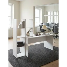 KADIMA DESIGN Großer Schreibtisch mit Regal, Puristisches Design, Melaminharzbeschichtung