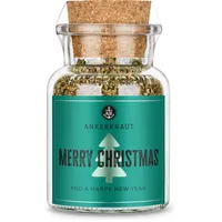 Ankerkraut "Merry Christmas" Gewürzsalz für Geflügel, Weihnachtszeit-Gewürz für knusprigen Gänse- oder Entenbraten, ideal zum Verschenken & Genießen, 75 g im Korkenglas