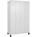 C+P Spind Classic PLUS, Füßen, 4 Abteile, HxBxT 195x120x50cm, Zylinderschloss, Verkehrsweiß von PROREGAL