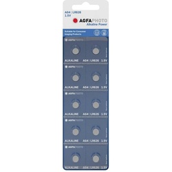 Agfaphoto Alkaline-Knopfbatterie Lr626, Ag4, 1,5 V Leistung, Einzelhandelsblister (10er-Pack)