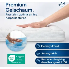 AM Qualitätsmatratzen Premium Gel Topper 80 x 220 cm weiß