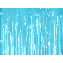 Partydeco Lametta Vorhang 100x200cm Folienvorhang Fransenvorhang Foto Hintergrund Fotoshootings Partyvorhang Disco - Party Deko Hellblau