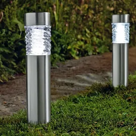 Dehner Solarleuchte Edelstahl/Glas 43 x 6,2 cm 1 Stück Silber/Transparent