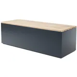 Glasprofi24 PARLO Light Sitzbank mit Stauraum & Pflanzkasten, Lärchenholz & Stahl, Anthrazit, pulverbeschichtet (135 cm)