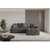 Altdecor Ecksofa mit Schlaffunktion und Bettkasten LONLI-L 251x189x68 Dunkelgrau