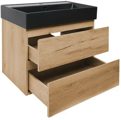 SAT B-Way Badezimmerschrank mit Waschbecken 79x50x45 cm Eiche matt BWAY280OAKU2BB