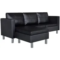 vidaXL L-förmiges Sofa 3-Sitzer Kunstleder Schwarz