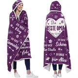 ZQYMM Geschenk für Oma, Sherpa Fleece Decke mit Ärmeln als Geschenke für Oma von Enkelin Enkel, Tragbare Decke Geburtstagsgeschenk für Oma, Weihnachten Geschenke zum Ostern