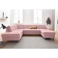 Wohnlandschaft SIT & MORE "Picasso U-Form", rosa (flamingo), B:294cm H:80cm T:196cm, Luxus-Microfaser ALTARA NUBUCK (100% Polyester) / Struktur fein (100% Polyester);Luxus-Microfaser ALTARA NUBUCK (100% Polyester);Luxus-Microfaser ALTARA NUBUCK (100% Polyester) / Struktur (100% Polypropylen), Sofas, Wohnlandschaft, wahlweise mit Bettfunktion und Bettkasten