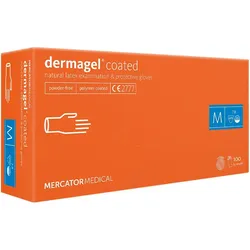 Mercator dermagel® creme – Medizinische Latex-Schutzhandschuhe, texturierte Oberfläche 1x 100 Stück Farbe: creme Größe: S