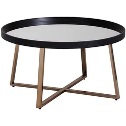 KADIMA DESIGN Couchtisch Rund Gold, Metall und Glas, eleganter Wohnzimmertisch, 78x42,5 cm.