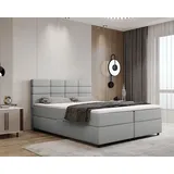 panda möbel Boxspringbett 160x200, mit Bettkasten, Hellgrau, Matratze und Topper, Doppelbett, REVE, Panda Möbel - Hellgrau
