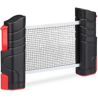 Relaxdays Tischtennisnetz Ausziehbar Schwarz/Rot