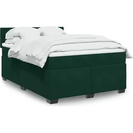 vidaXL Boxspringbett 140 x 200 cm Dunkelgrün